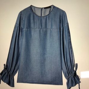 Banana Republic chambray tie cuff top